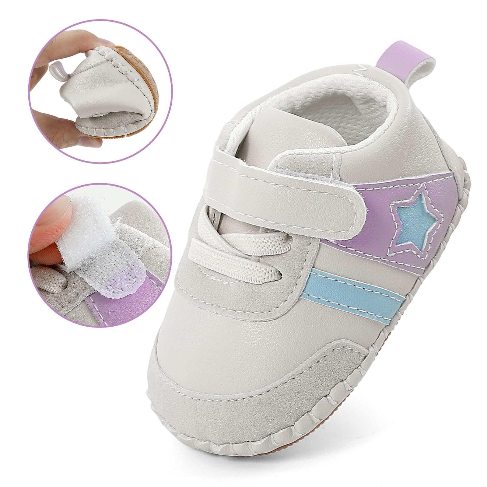 MK MATT KEELY Baby Boys Girls Soft Sole Sneakers Infant PU Leather Shoes Prewalkers — view 3