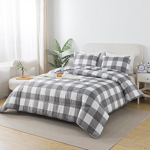 Miniatura 19 de Caressma Juego de edredón de mármol negro tamaño Queen, juego de edredón de microfibra suave con patrón moderno de 3 piezas, edredones de plumón