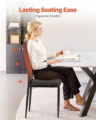 Miniatura 2 de VEVOR Juego de 4 sillas decorativas modernas de comedor, sillas laterales tapizadas de cuero para sala de estar, silla de cocina que ahorra espacio