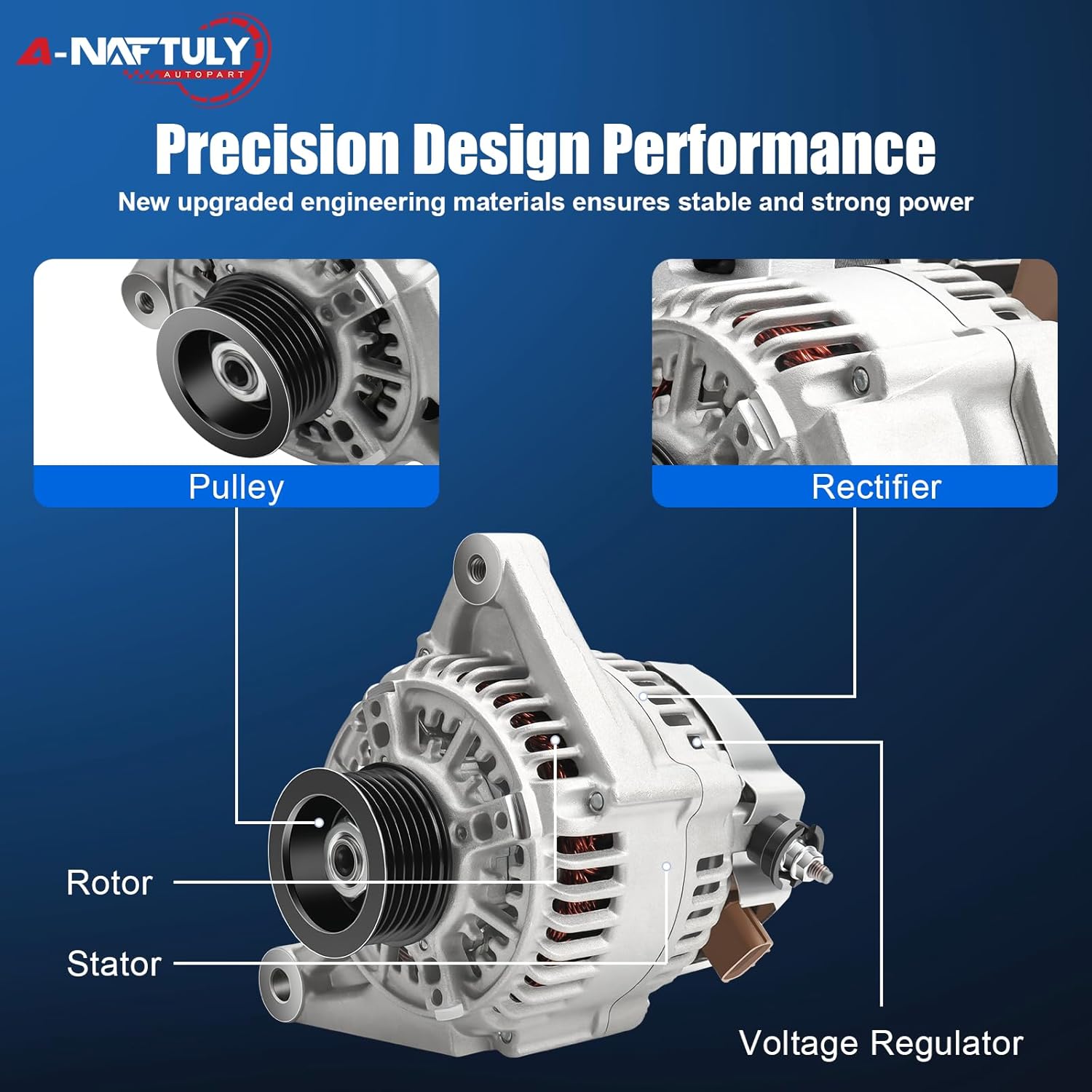 Alternator Replacement for 2003-2008 Toyota Corolla 1.8L, Toyota Matrix, Celica, MR2 Spyder, Pontiac Vibe 2003 2004 2005 2006 2007 2008, High Output Alternator Replace 13878, 27060-22040