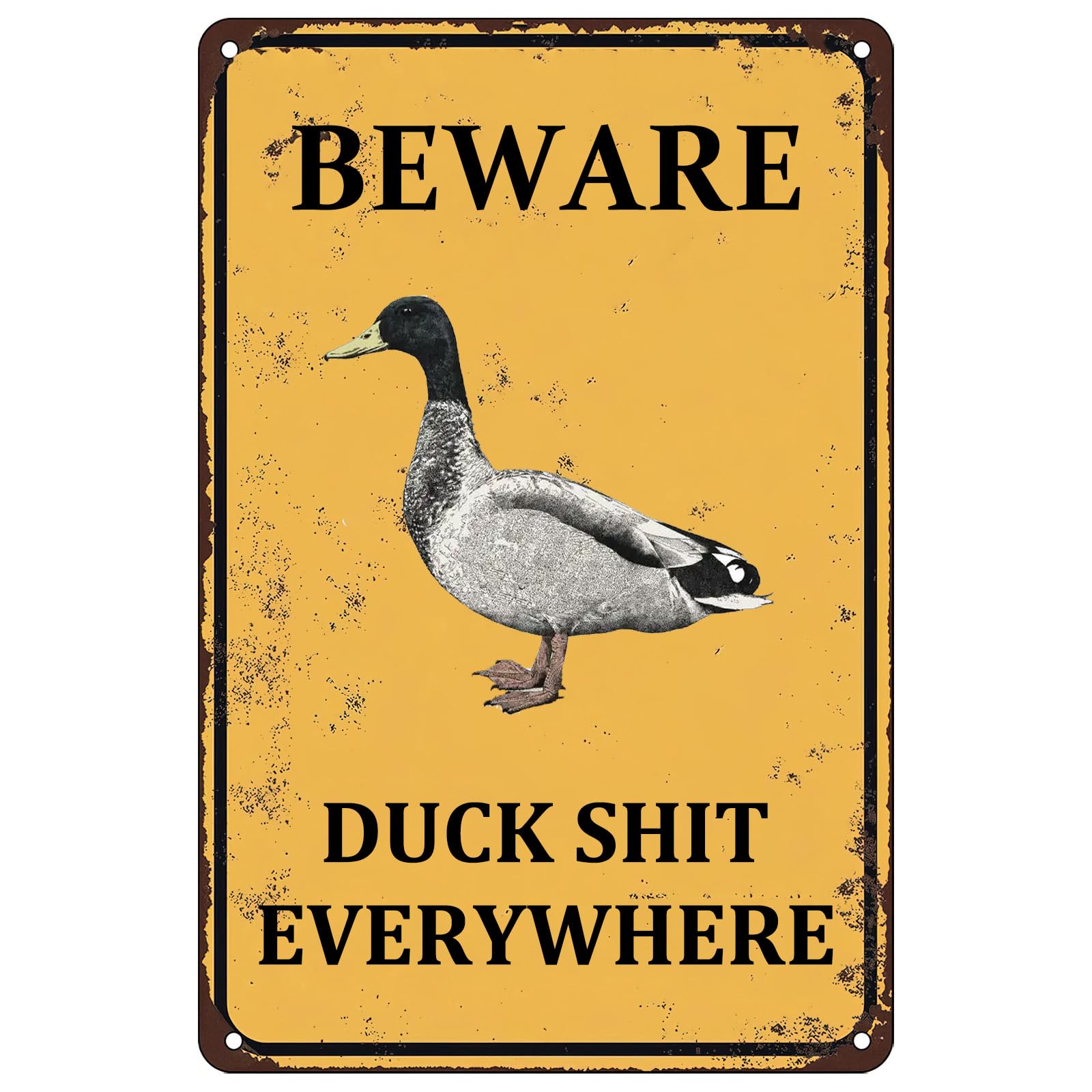 SMAZDFXX Beware Duck Shit Everywhere Vintage Warning Sign Funny Duck Tin Signs for Farm Ranch Cafe Garage Home Decor Outdoor Indoor Wall Panel 8"x12"