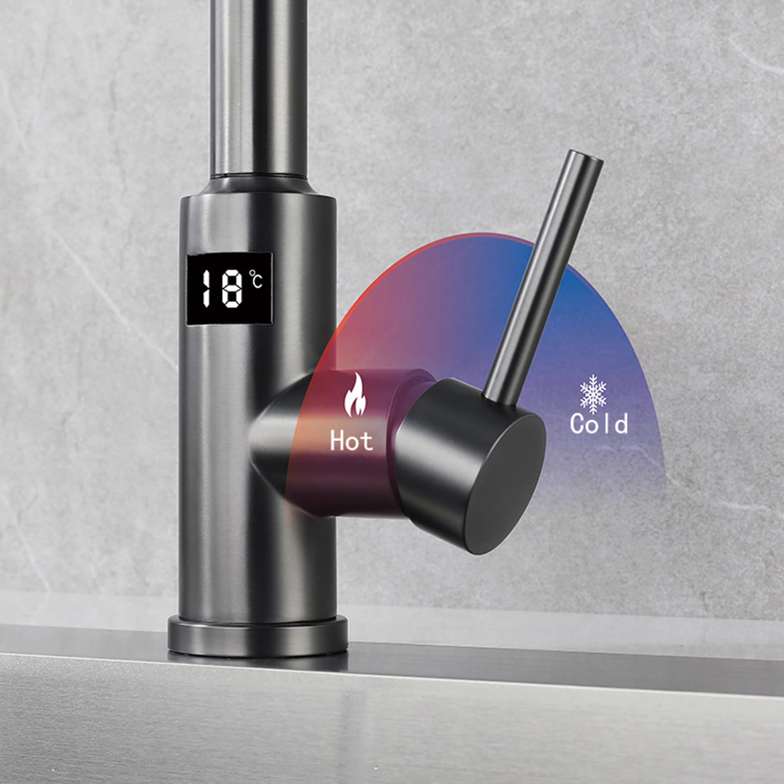 XJTNLB Robinet Brossé Cuisine Tactile Mitigeur Douchette | Robinet à Commande Tactile Intelligente Affichage Digital Mitigeur Monocommande