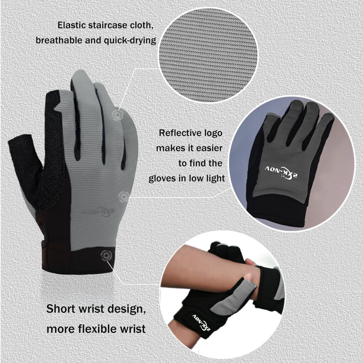 Segelhandschuhe Herren Sailing Gloves - Ruderhandschuhe Damen, Kajak Handschuhe zum Paddeln, Handschuhe Segeln Damen mit ¾-Finger für Wassersport,Bitte messen Sie den Handumfang