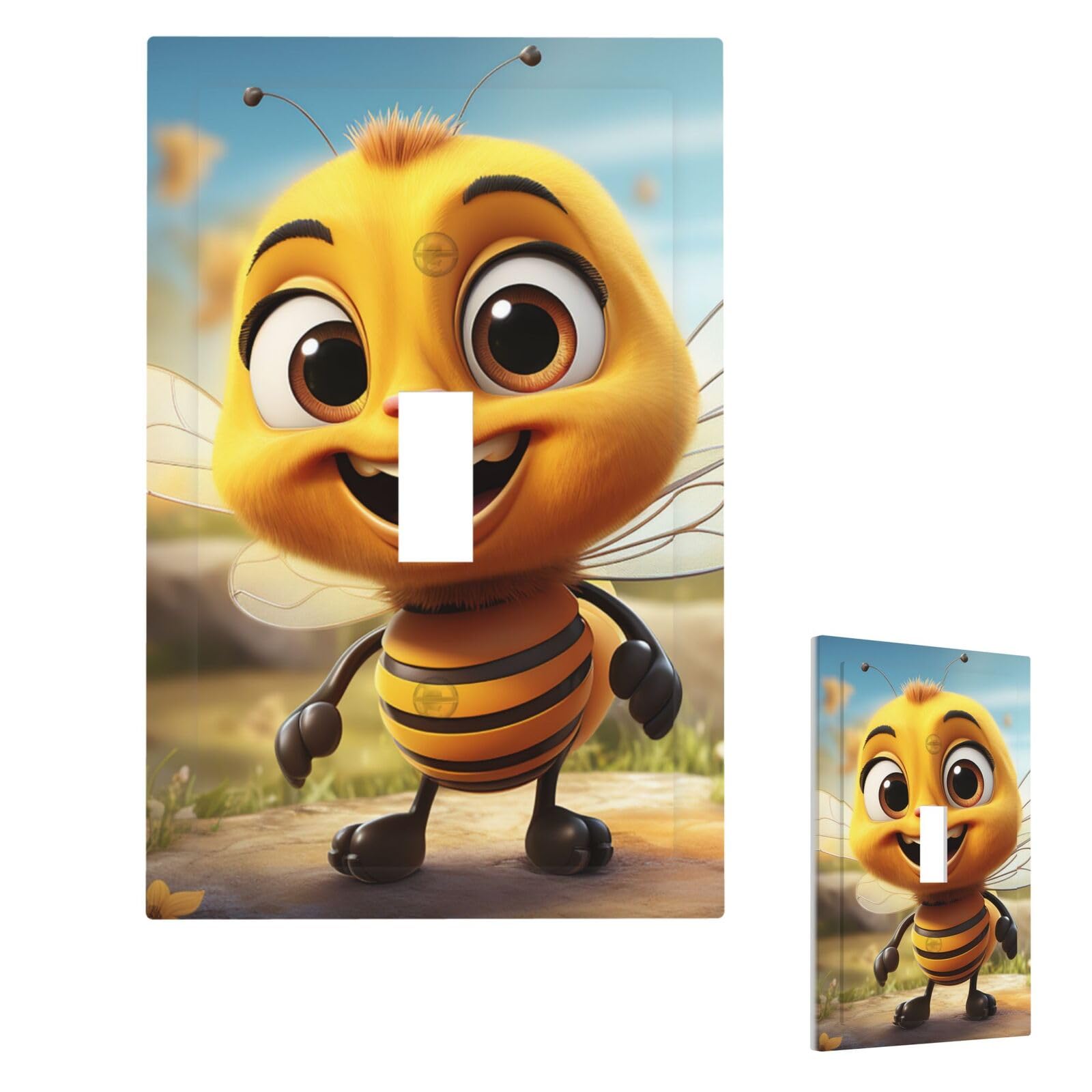 Fekiloot Single Toggle Bee Wall Plate Cover Modern Decorative 1 Gang Light Switch Cover Unbreakable Receptacle Outlet Covers For Living Room Bedroom Home Decor