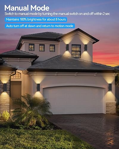 Miniatura 14 de Paquete de 2 luces de pared para exteriores, accesorios de iluminación exterior de aluminio del atardecer al amanecer, iluminación al aire libre