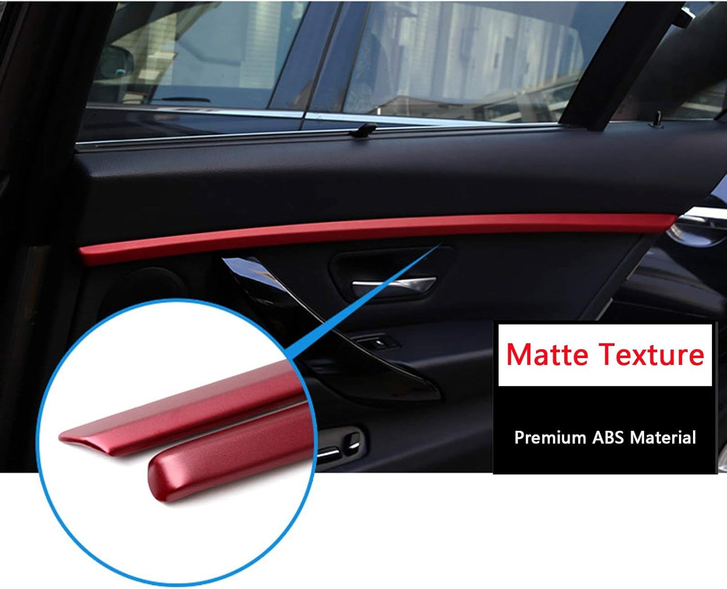 x xotic tech 4pcs Car Interior Door Molding Strip Trim Cover Compatible with BMW 3 Series F30 F31 2012 2013 2014 2015 2016 2017 2018 (Red)