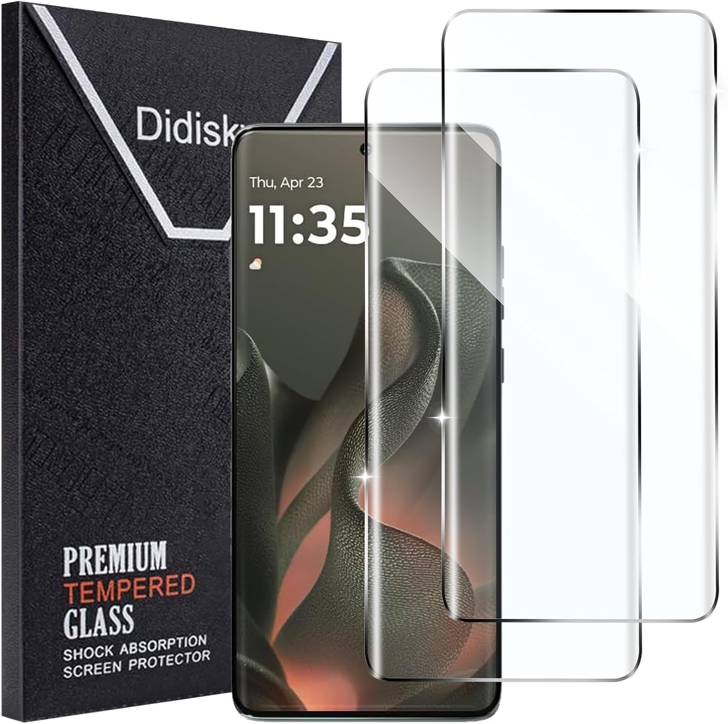 Didisky 2 Pack for Motorola Moto Edge 2025, Edge 60 Fusion, 60 Pro Screen Protector Tempered Glass, 3D Curved Full Coverage, 9H Hardness, HD Clear, Anti Scratch, Bubble Free, Easy to Install