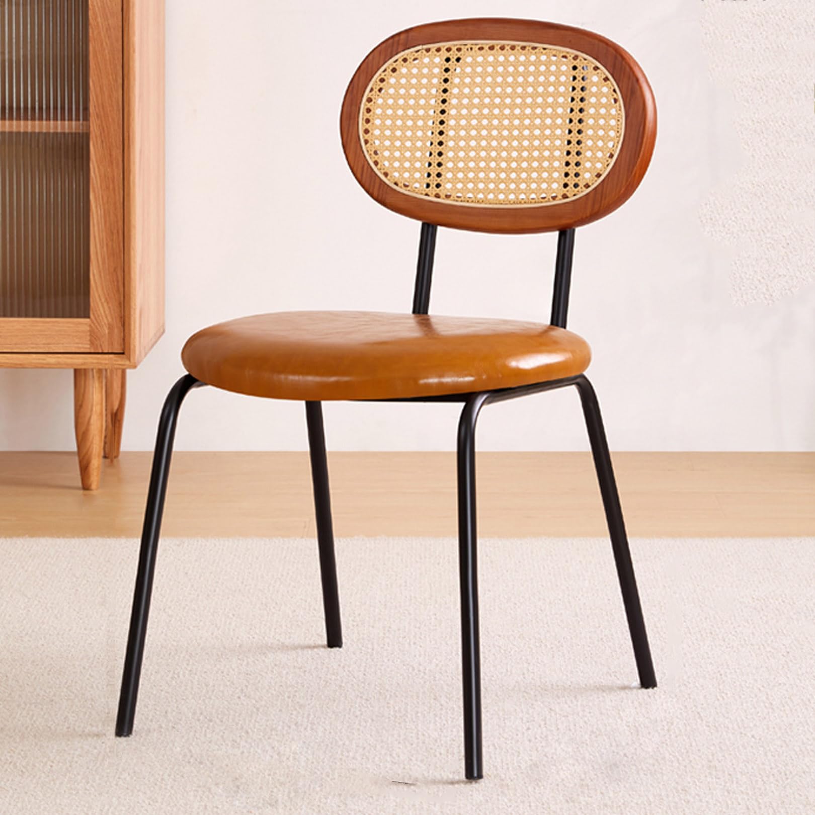 Chaise de cuisine confortable avec dossier rotin ergonomique et assise rembourrée