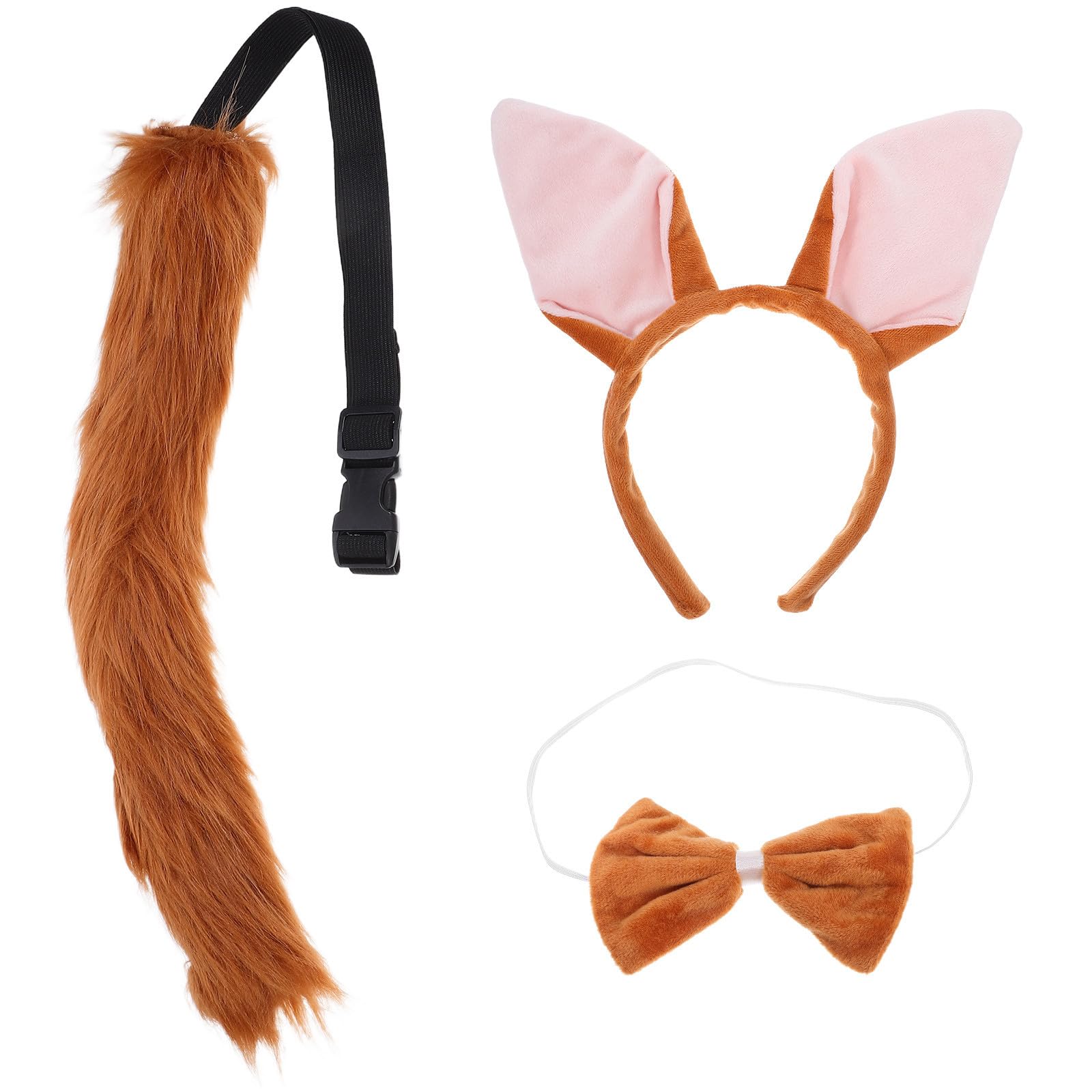 Healeved 12 Piezas Diadema Orejas de Peludo Marrón de Poliéster Ajustable para Fiestas de Jungla y Cosplay, Cómoda para Adultos Carnaval