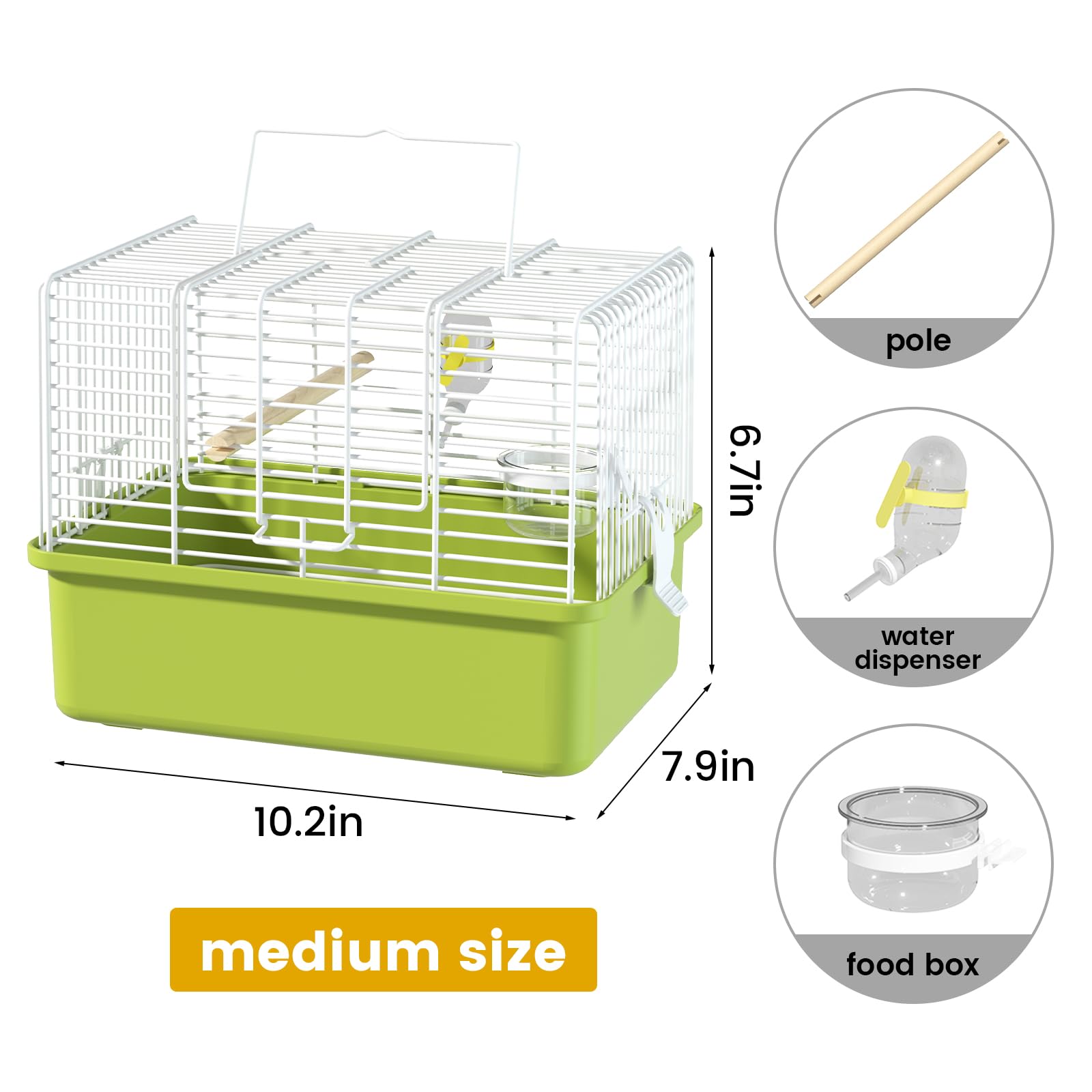 BAGHBPM - Gabbia per piccoli uccelli, gabbia da viaggio per uccelli e piccoli animali, gabbia per parrocchetti, gabbia da viaggio per uccelli, gabbia da viaggio per uccelli, jaulas para pájaros, verde