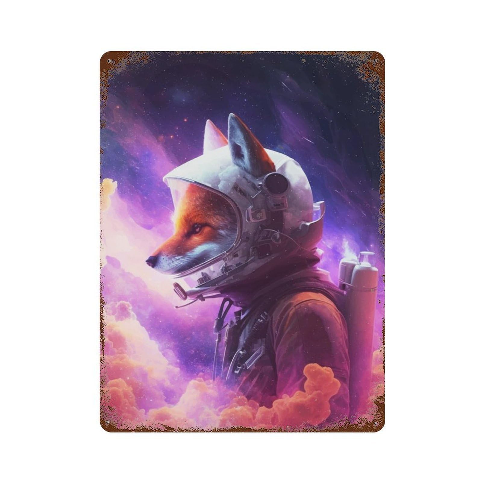 Galaxy Fox Decorative Tin Sign 15.7"x11.8", Ideal for Garage, Bar And Workshop Decor
