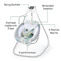 Vista 76 de Ingenuity 2-in-1 SimpleComfort Lightweight Compact 6-Speed Multi-Direction Baby Swing & Rocker, Vibrations & Nature Sounds, 0-9 Months 6-20 lbs