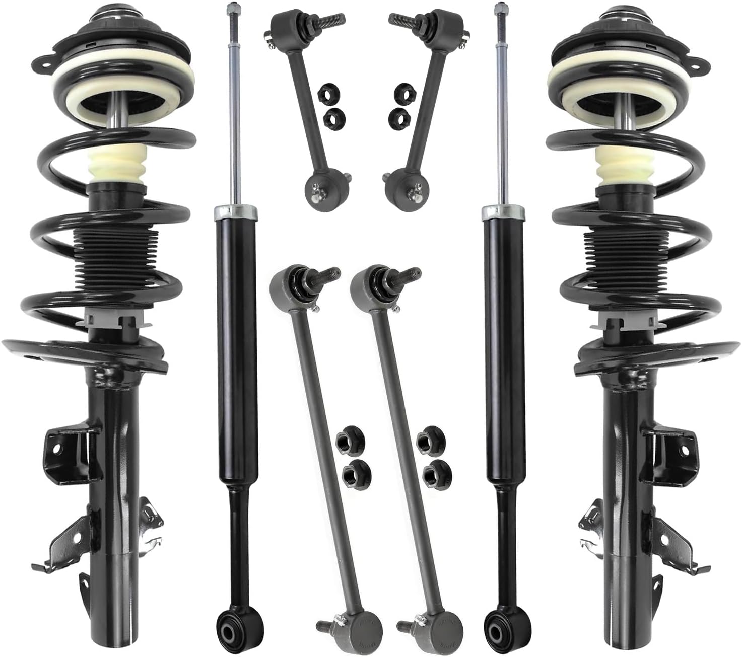 Complete 8-Piece Front Suspension Kit For 2008-2011 Toyota Highlander FWD | Struts, Control Arms, Sway Bars