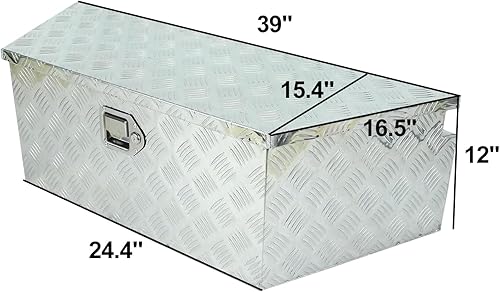 Miniatura 2 de EASYBERG Caja de herramientas de aluminio resistente de 39 x 12 x 16.5 pulgadas, caja de herramientas para camioneta, caja de herramientas de