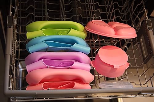 Miniatura 4 de Paquete de 2 baberos de silicona impermeables para bebé, ligeros, cómodos, fáciles de limpiar (lilaciruela)