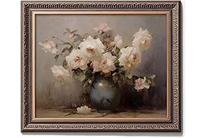 Vintage Botanical Floral Painting Decor with Frame