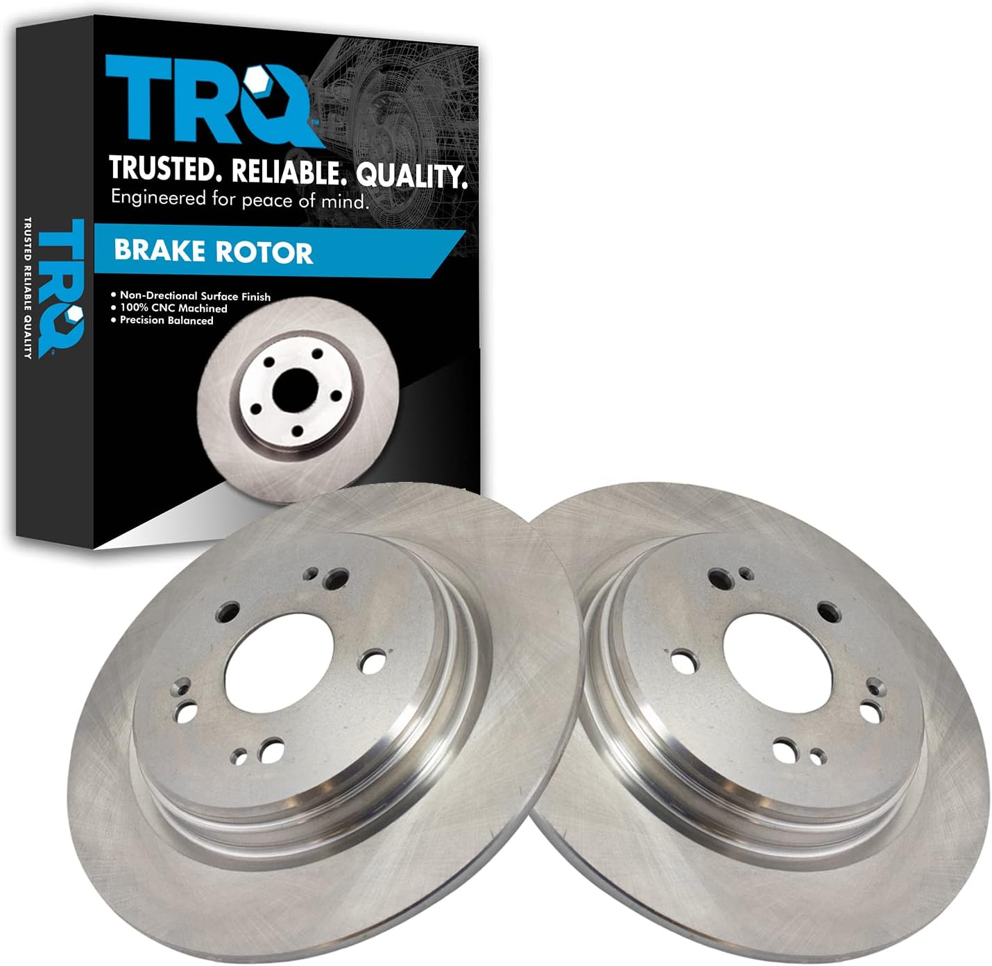 TRQ Rear Brake Rotors Set Solid Compatible with 2015-2020 Acura TLX 2017-2022 Honda CR-V