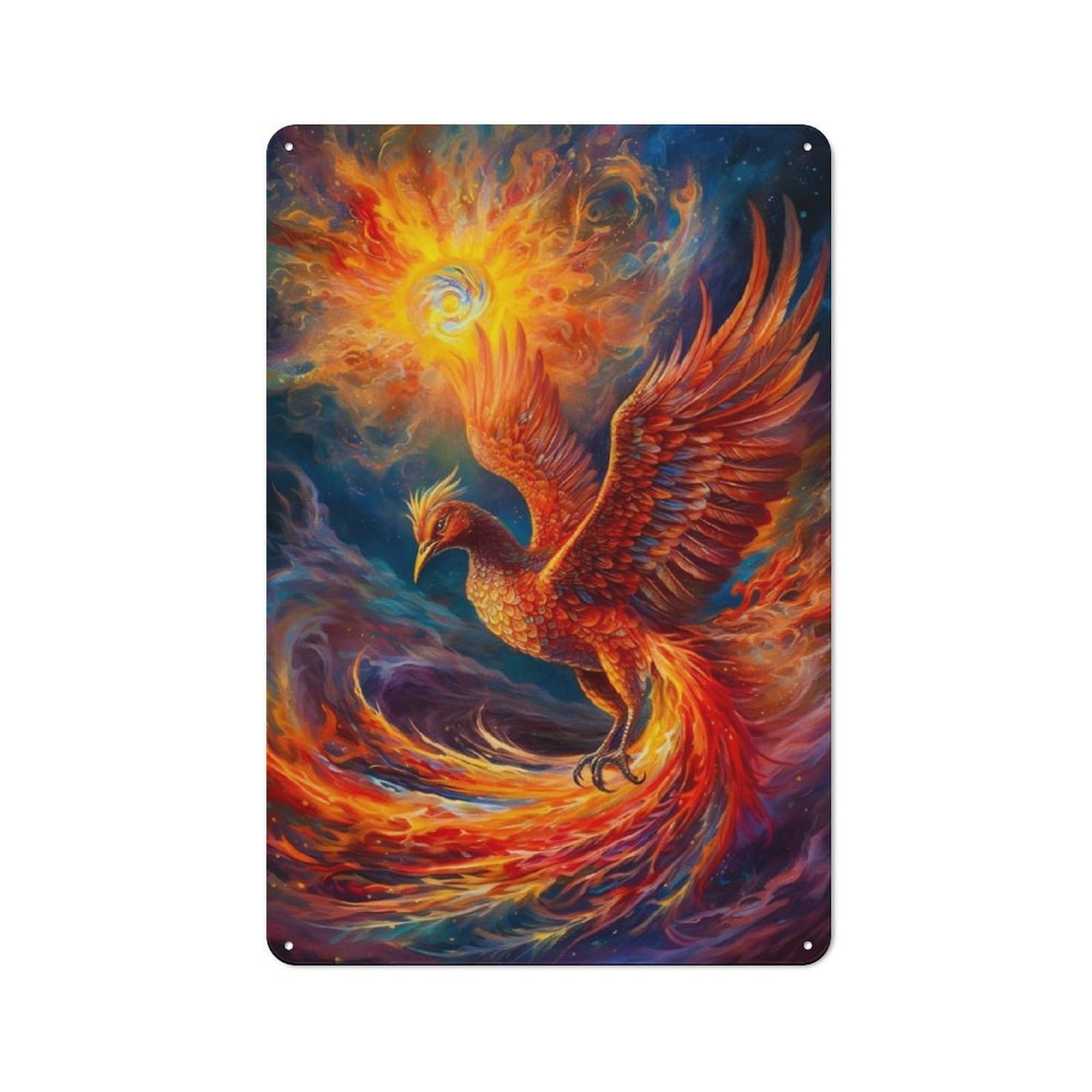 Junmoney Abstract Phoenix Vintage-Inspired Tin Sign 30X20cm For Café Or Restaurant, For Cooler-Month Interiors With Vintage Character