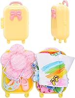 Vista 4 de Miunana Vestido de muñeca de 5.3 pulgadas, 36 piezas, ropa y maleta y sombreros para muñecas de 4 a 6 pulgadas, camiseta y pantalones, trajes