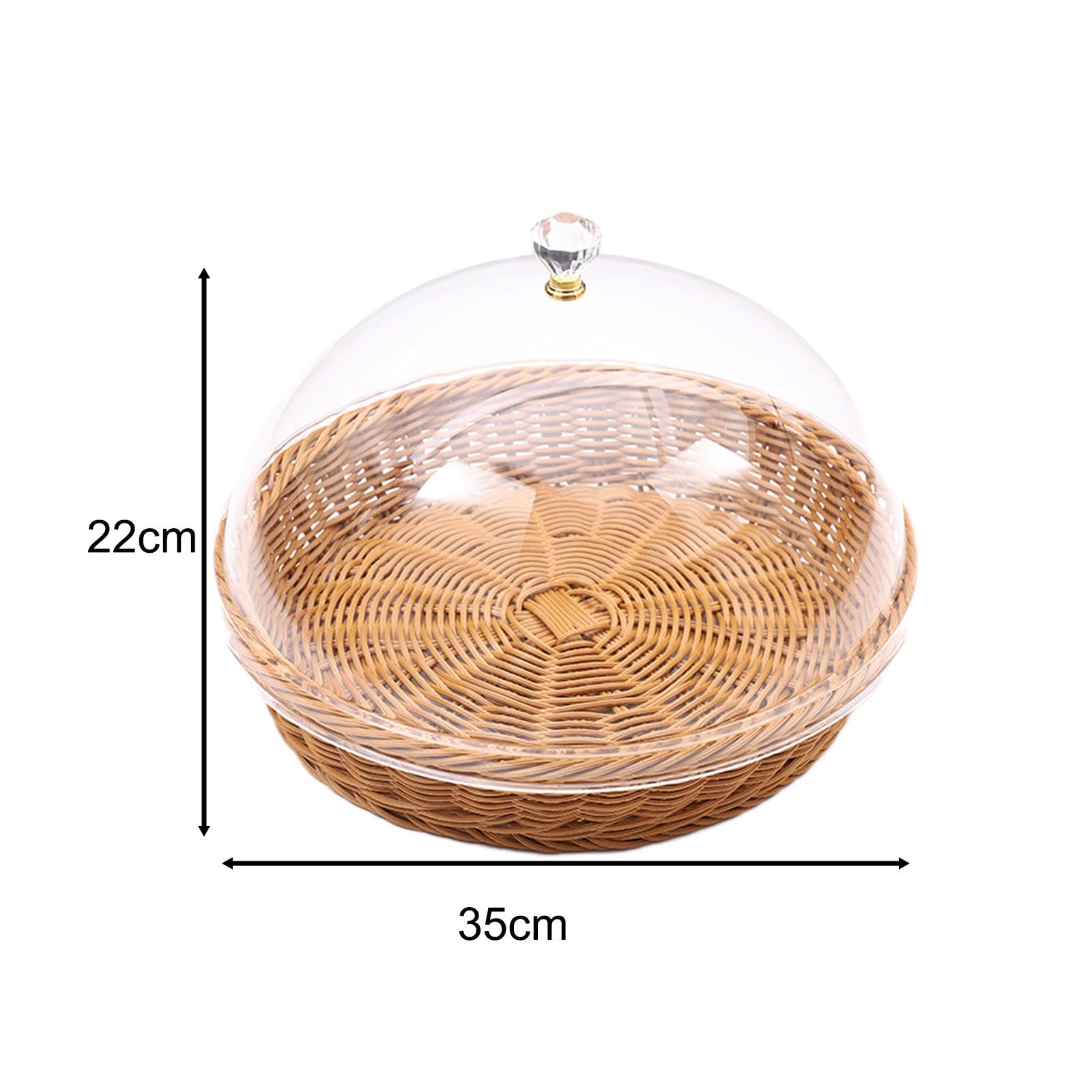 Cestino per il pane intrecciato con coperchio Cestino intrecciato in rattan imitazione Vassoio da portata rustico Cesto di frutta intrecciato per, 35x22 cm