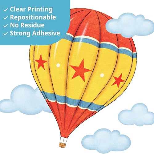 Miniatura 4 de DECOWALL DS-8011 - Globos de aire caliente coloridos para niños, calcomanías de pared extraíbles para despegar y pegar, para niños, guardería,