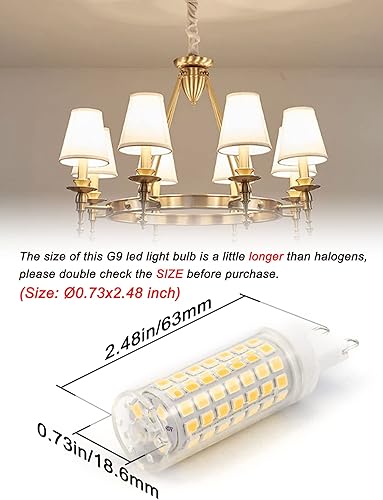 Miniatura 10 de Bombillas LED G9 sin parpadeo, luz diurna regulable, 6000 K, reemplazo de 40 W, 50 W, 60 W, halógeno, AC120 V, regulable, G9, 6 W, LED blanco frío