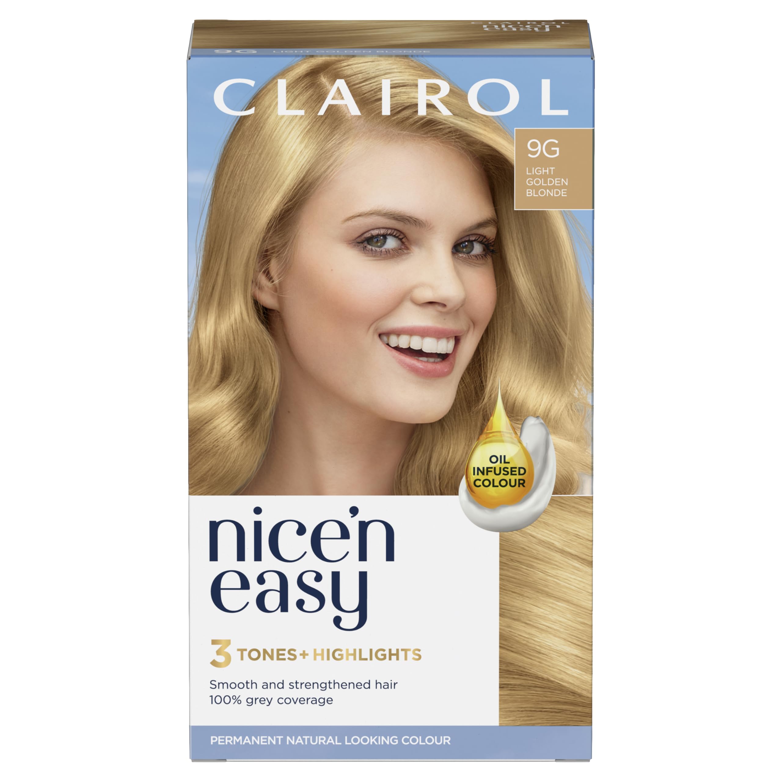 ClairolNice'n Easy Crème, Natural Looking Oil Infused Permanent Hair Dye, 9G Light Golden Blonde
