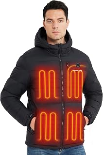Men's Heated Down Jacket with Battery Pack, Electric Lightweight Packable Puffer Jacket, Heated Coat for Outdoors