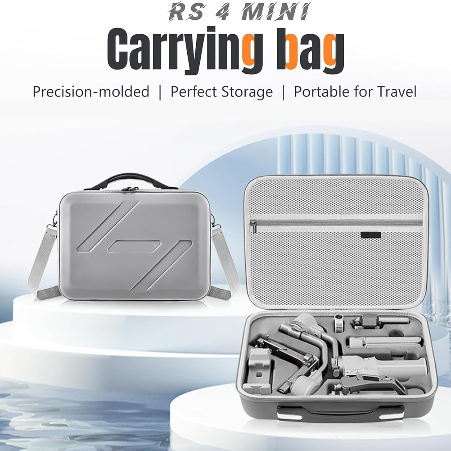 RS 4 Mini Carrying Case, Portable PU Leather Storage Case Travel Shoulder Bag for DJI Ronin RS4 Mini Gimbal Stabilizer and Accessories