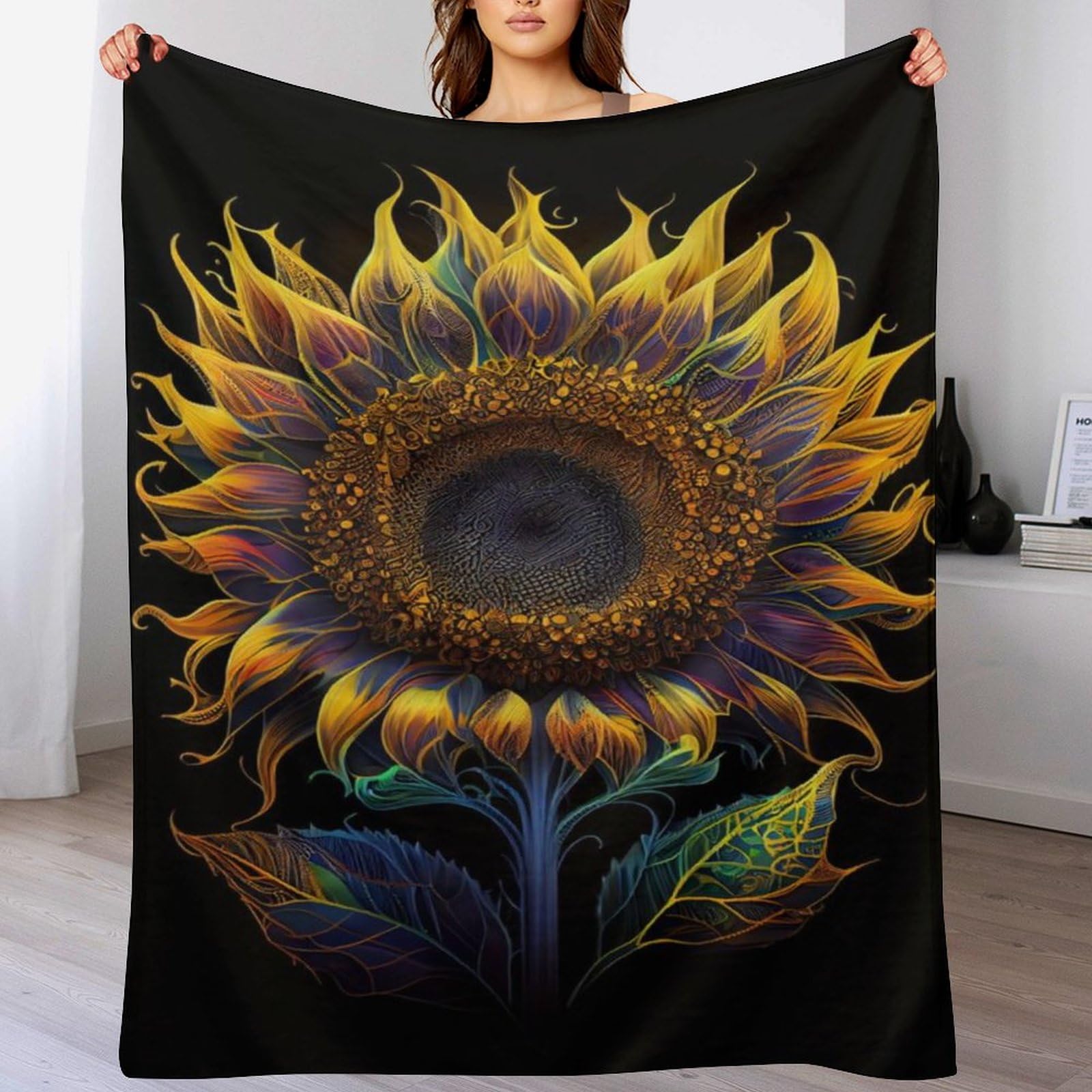 Couverture polaire flannel tournesol lavable et légère contre les courants d'air