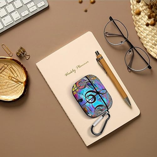 Miniatura 6 de Notas musicales y clave en el espacio para AirPods Pro (21 generación), cubierta protectora de PC dura con llavero, LED frontal visible compatible