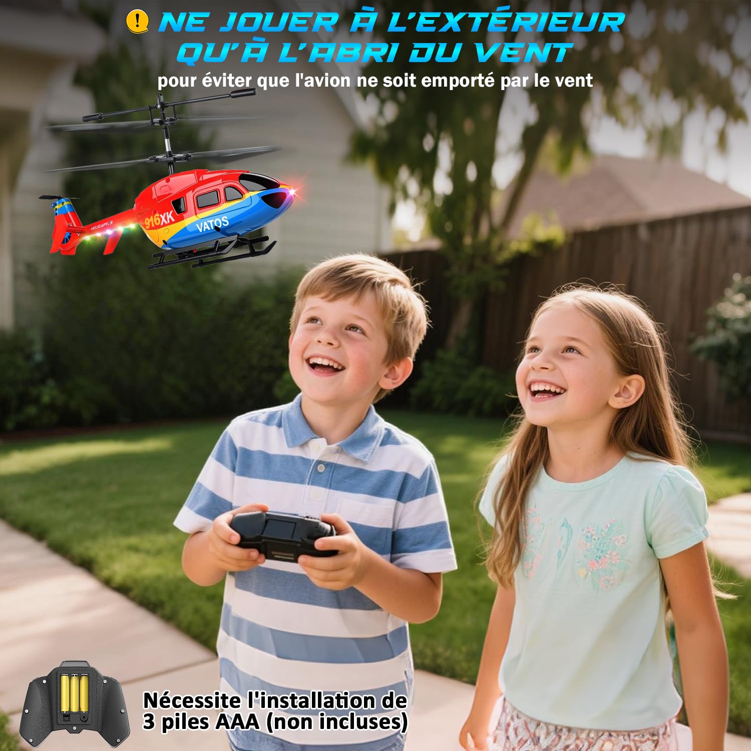 VATOS Hélicoptère télécommandé, 2.4GHz avec Gyroscope et lumière LED, 3.5 CH décollage et atterrissage par Une Seule Touche,Jouet d'intérieur pour Enfants et Adultes débutants âge 10+