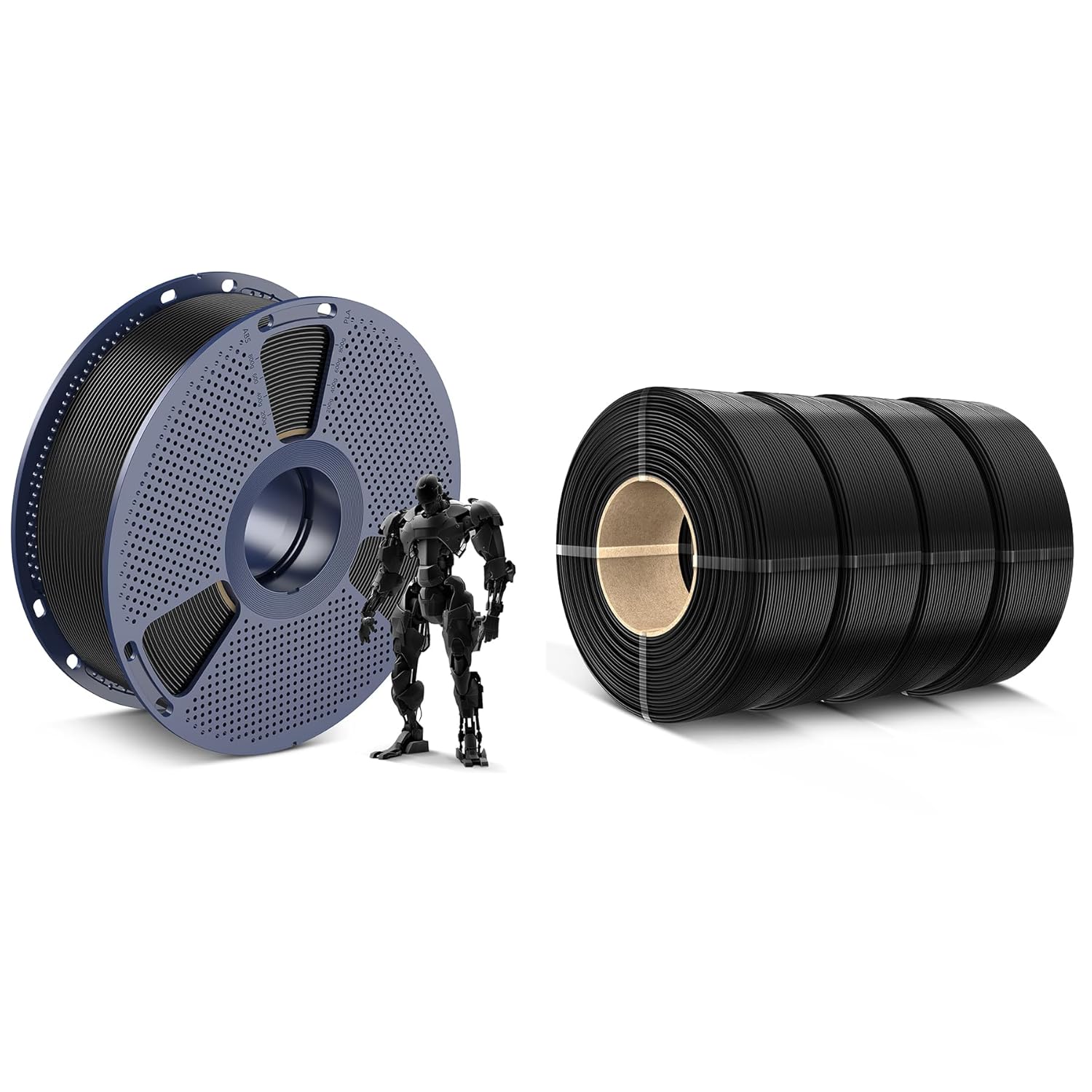 SUNLU PLA 3D Printer Filament 1.75mm Black and PLA Refill Filament 1KG*4 Black