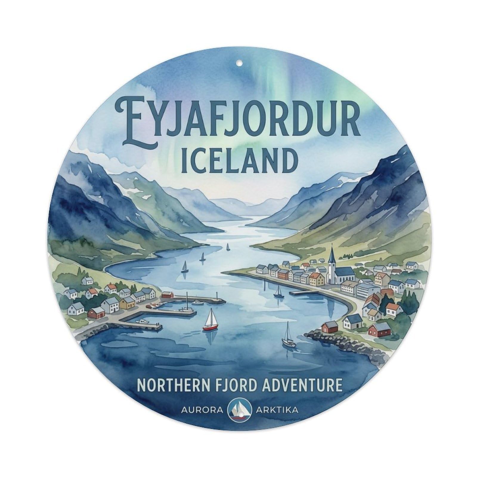 Vintage Travel Eyjafjordur Iceland Northern Metal Tin Sign