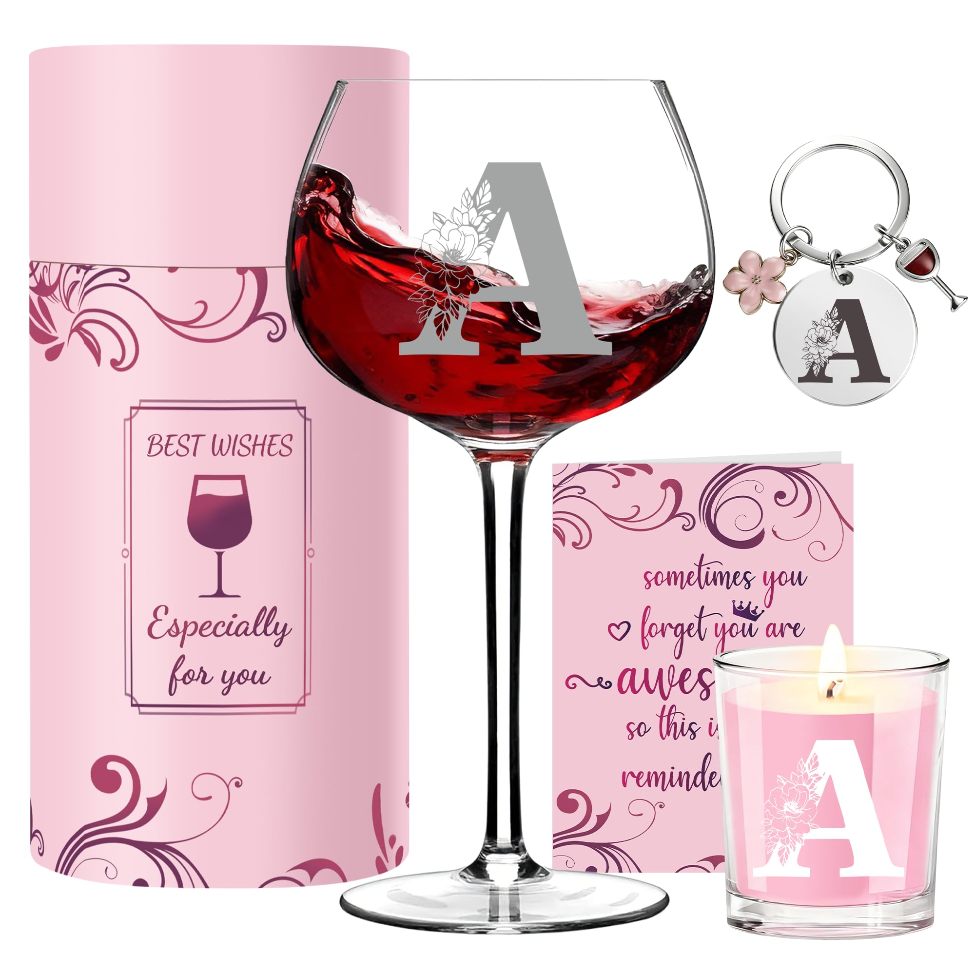 EcoUtens Personalised Wine Glass for Women, Customized Birthday Valentine Wedding Christmas Drinking Glasses Wine Gift Personalised Birthday Gifts Idea for Women,Mom,Wife,Sister,Daughter,Friend (A)