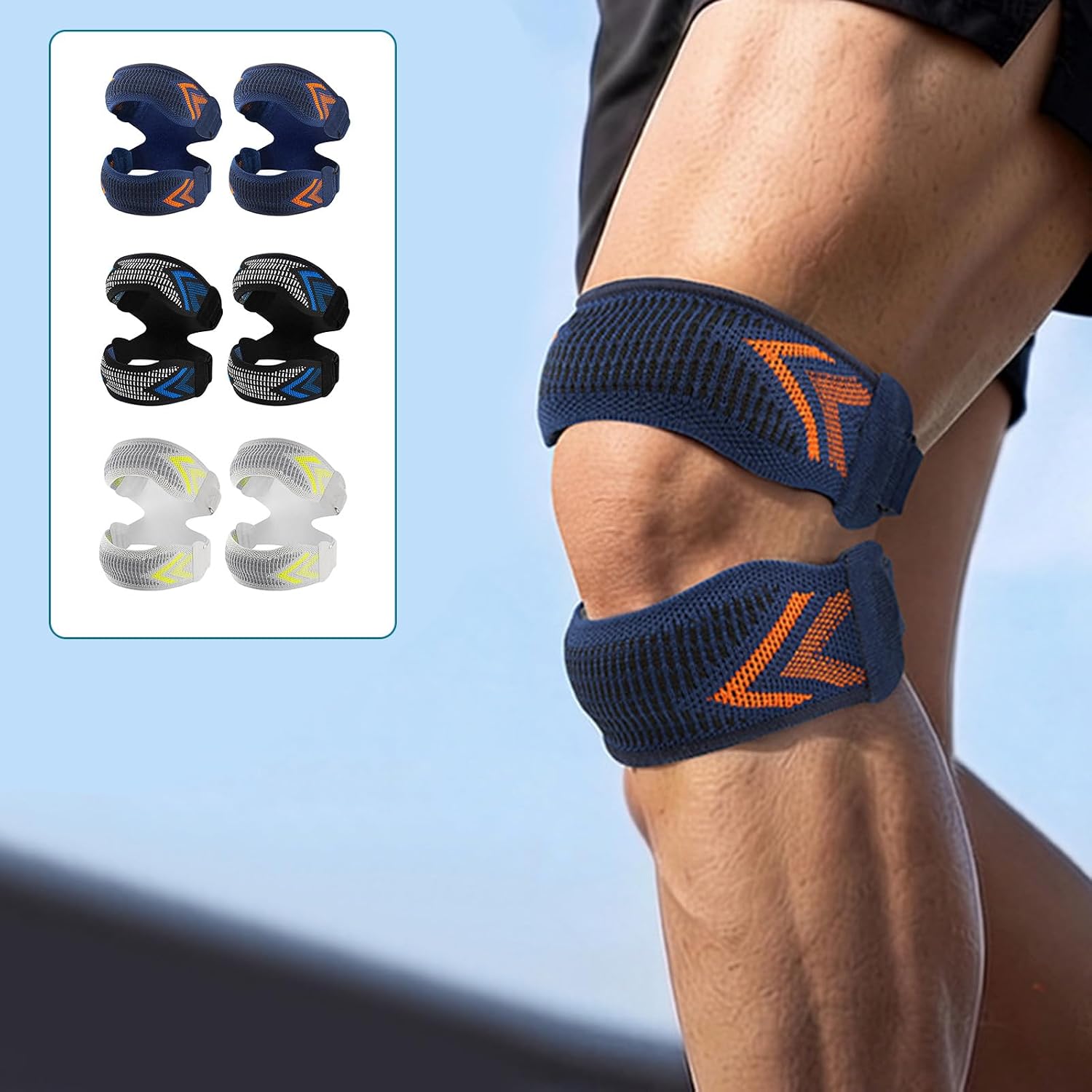 Practical Silicone Knee Brace with Stability | Adjustable Pressure Patellas Strap with Double Direction Control Silicone Texture for During Exercise