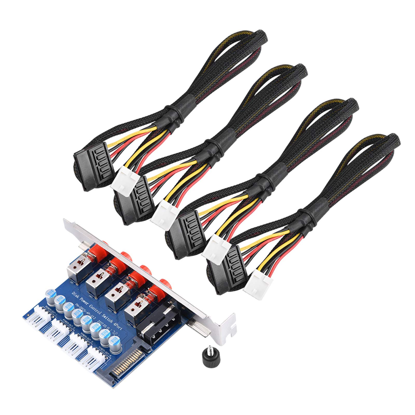 Ubervia® Hard Drive Power Switch for 120mm Full Height Expansion Position SATA 15P/IDE interfaces Optical Drive Input. 4 Self-Locking switches, for Desktop PC Computer-image-16