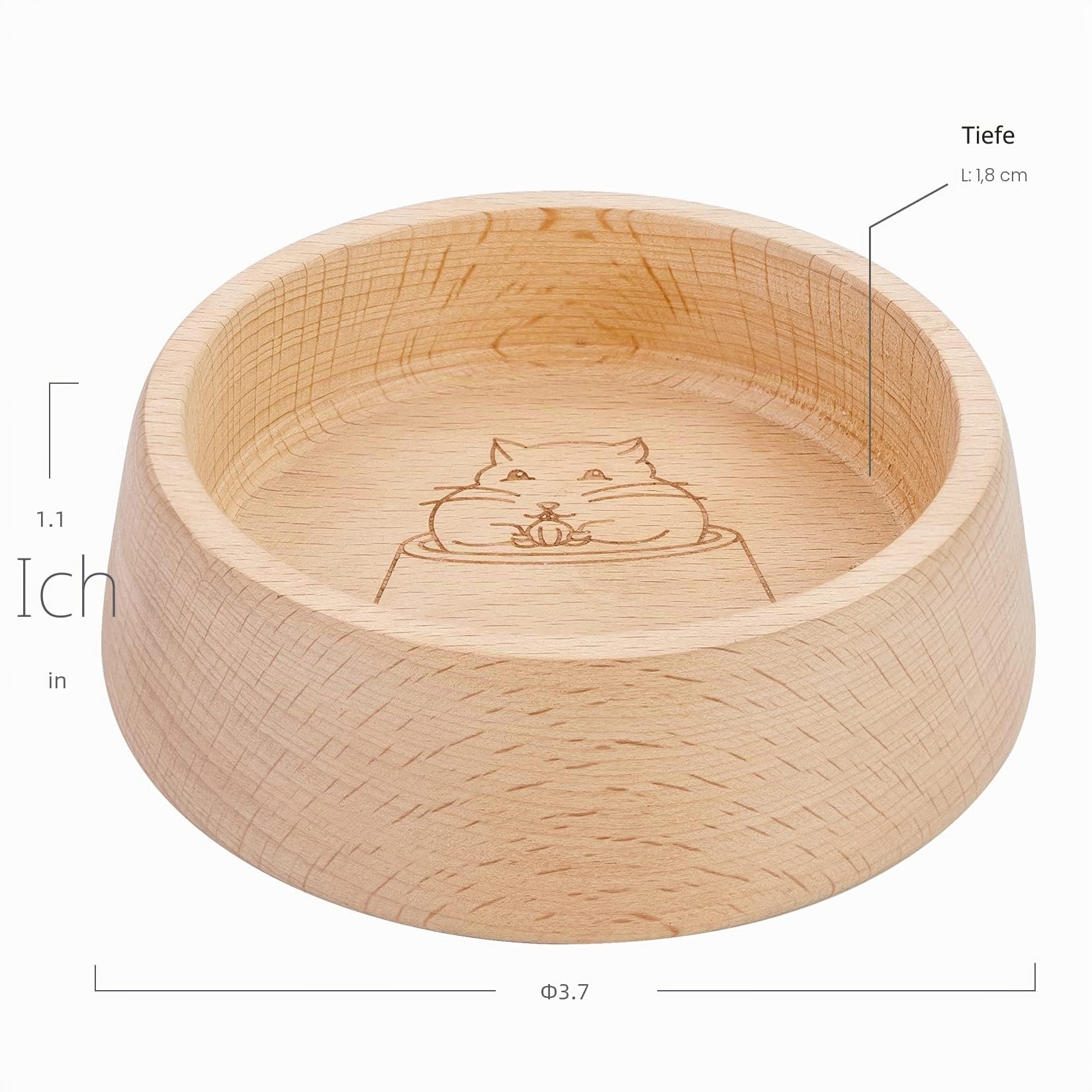 Niteangel Hamster-Futternapf aus Holz – Kleintier-Futterschale für syrische Zwerghamster, Rennmäuse, Mäuse, Degus oder andere ähnlich große kleine Haustiere (Hammy-Muster, für Syrer)