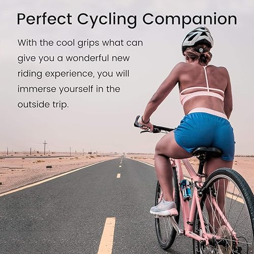 Miniatura 7 de PRUNUS Puños de bicicleta de goma ergonómico antideslizante Agarraderas para MTB bicicleta montaña (negro+gris) (con cuernos)