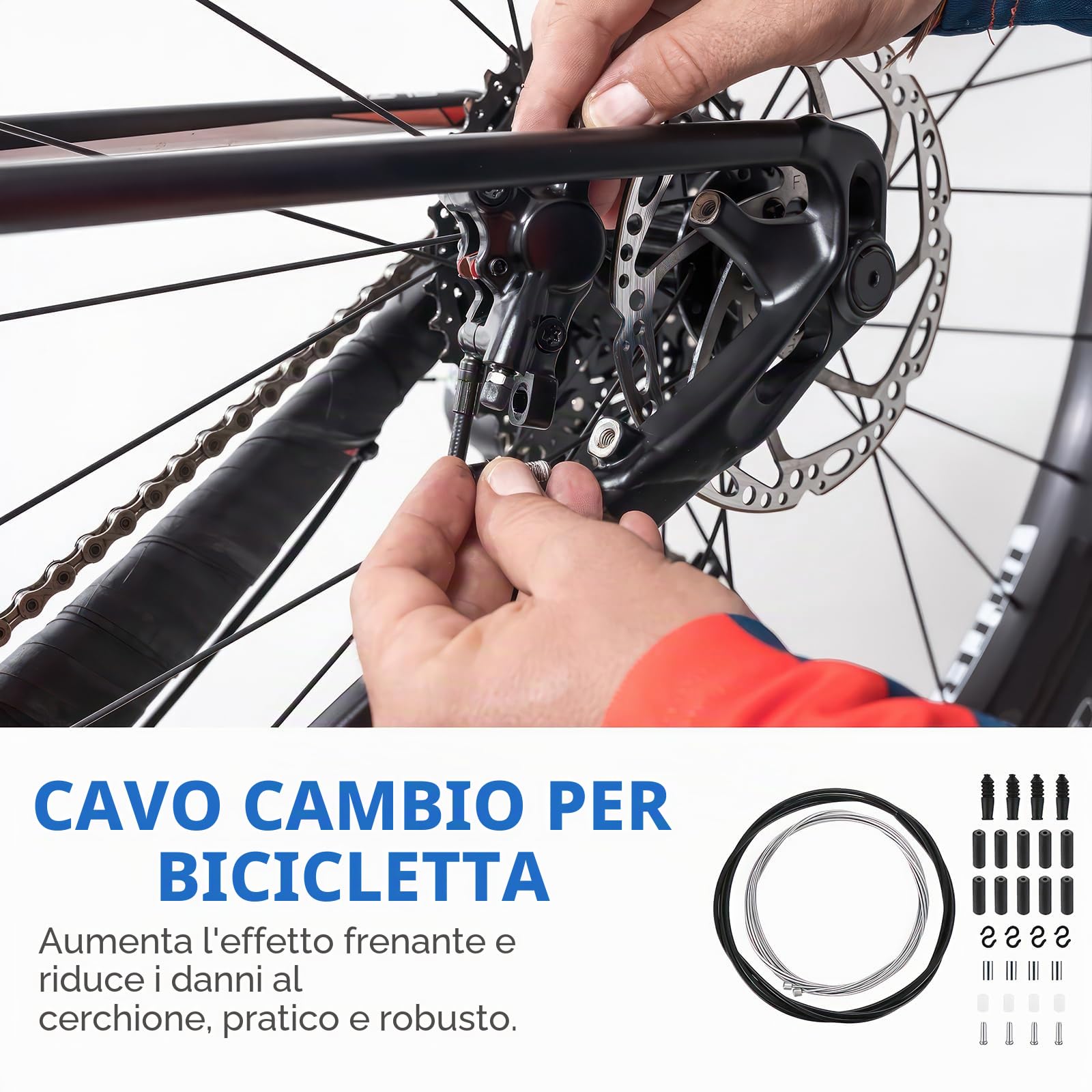 2m Set Cavo Freno Cambio Bicicletta, Set di Cavo Freno Bici, Filo Freno Bicicletta per Anteriore e Posteriore, Trasmissione Universale, Cavo Cambio MTB per Bici da Strada Bike