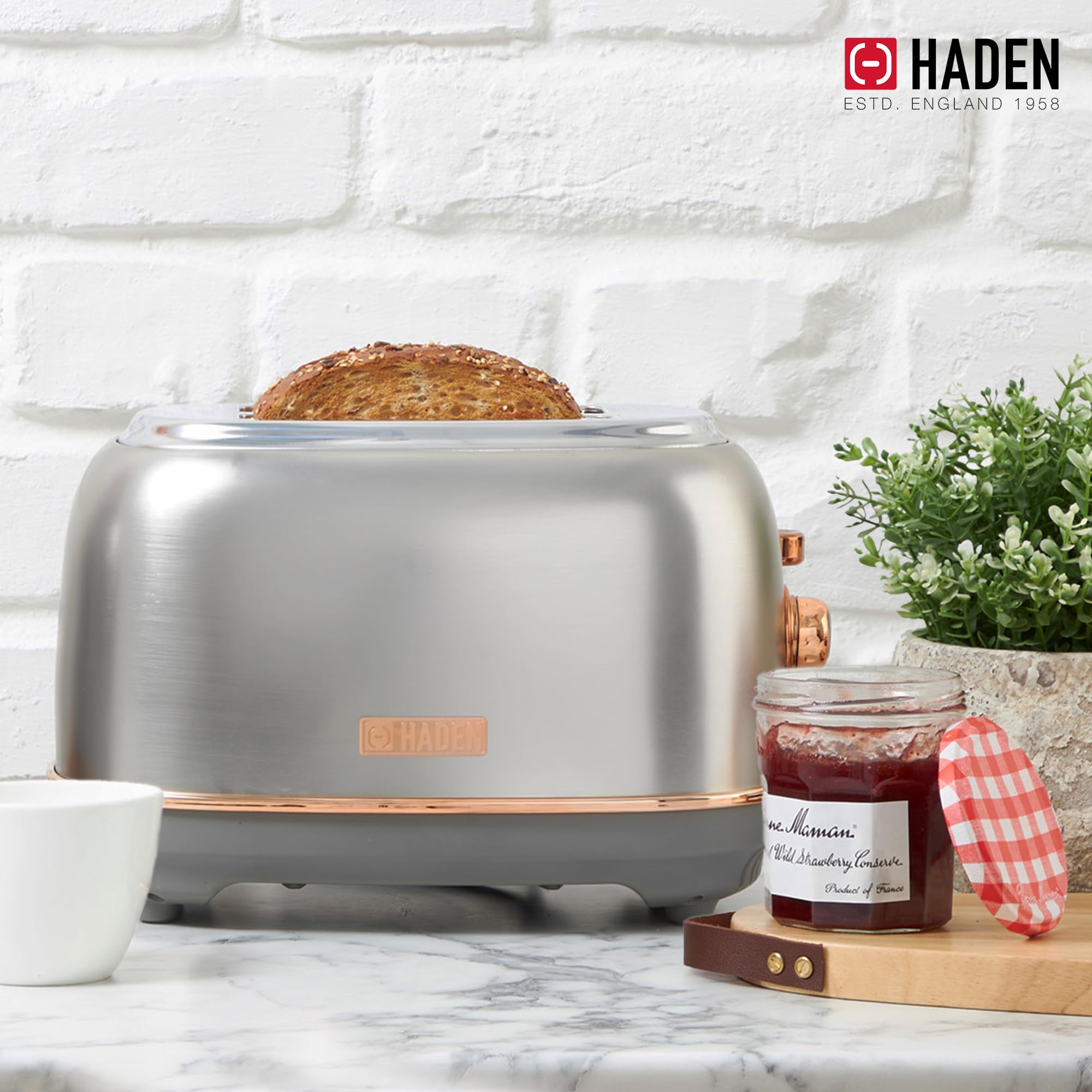 Hadenheritage Slice Wide Slot Stainless Steel Toaster With