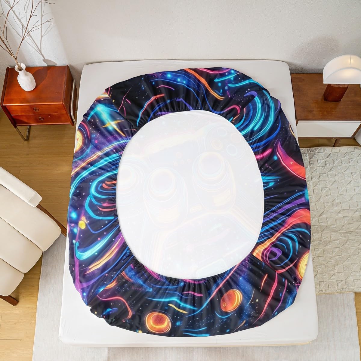 jejeloiu Gamer Boys Bed Sheets Set Twin Size, Kids Colorful Gaming Fitted Sheet for Girls Teens, Purple Hexagonal Bedding Set Breathable Soft Lightweight Microfiber Game Room Decor 2Pcs image 3