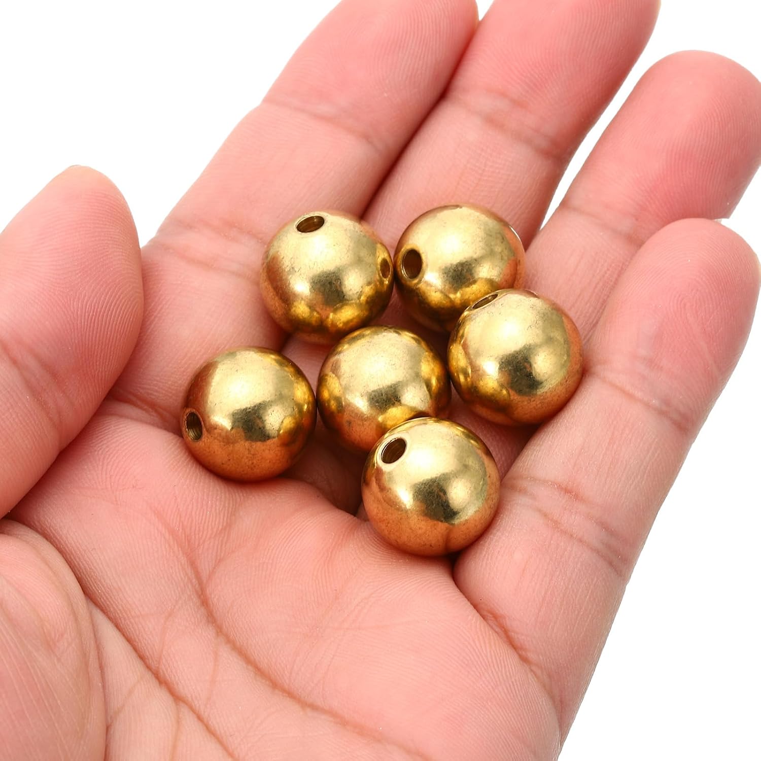 PATIKIL Brass Loose Balls, 6 Pcs 15mm OD 3mm ID Smooth Round Spacer Beads for Craft Metal Seamless Ball Beads for Bracelet Necklace Jewelry Making, Golden - Image 3