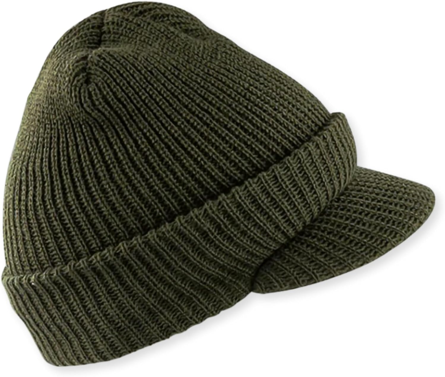McGuire Gear Genuine G.I. Wool Winter Beanie Cap with Visor - 100% Wool Fitted Watch Cap, Made in USA