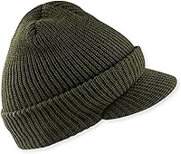McGuire Gear Genuine G.I. Wool Winter Beanie Cap with Visor - 100% Wool Fitted Watch Cap, Made in USA