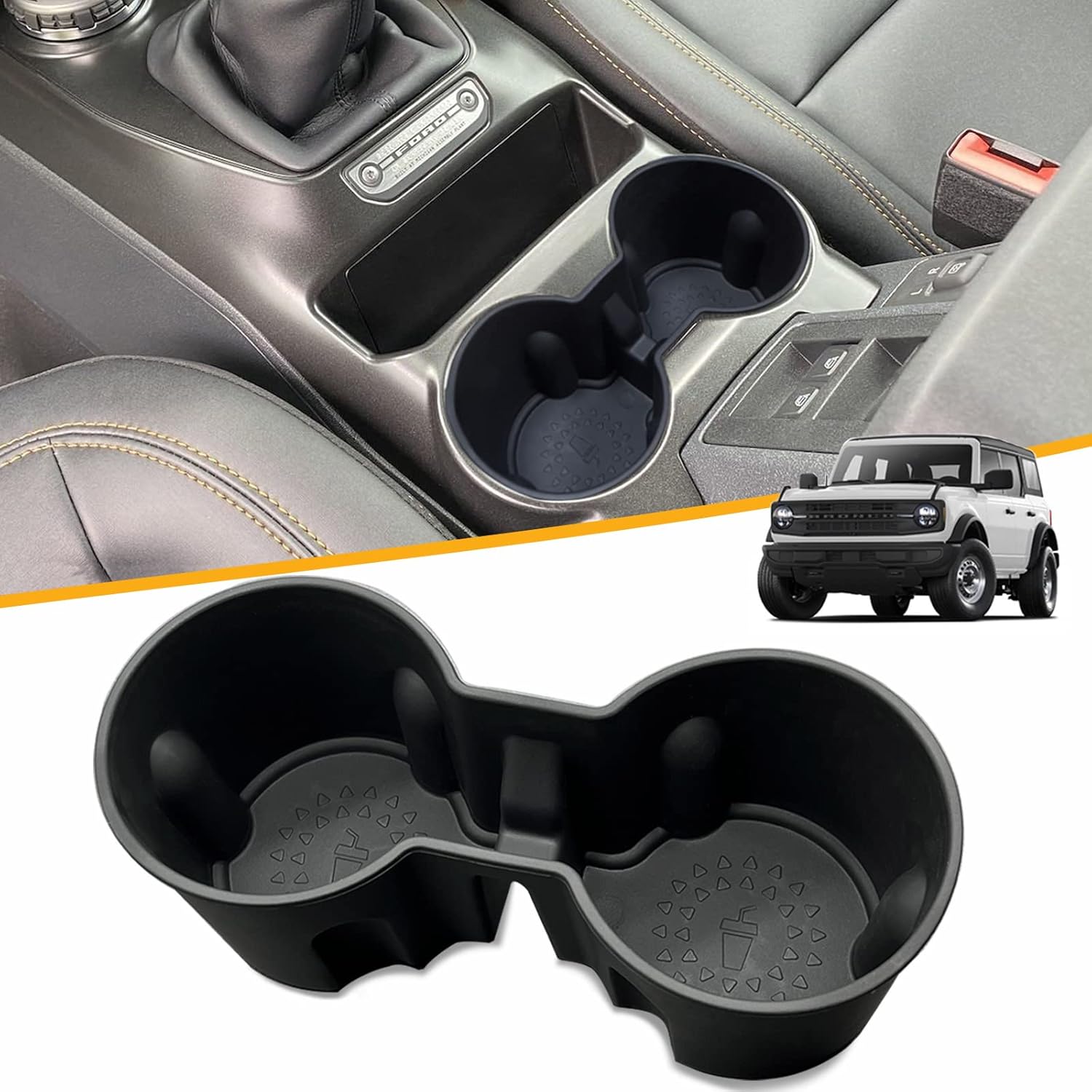 for Ford Bronco Cup Holder Insert ANMOSVO Water Cup Holder