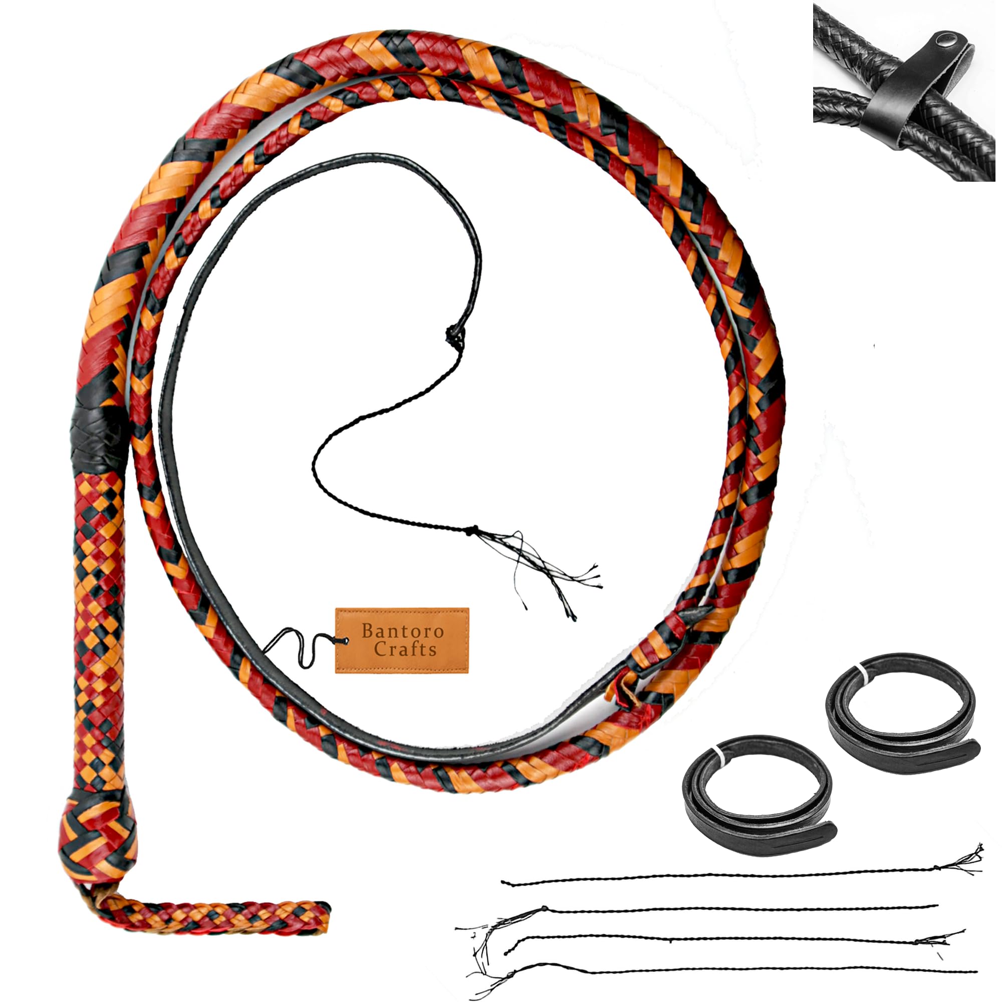 Frusta in Pelle di Canguro Bullwhip16 Trecce Fili Pelle Intrecciata Robusta Pancia a Frusta e Imbottitura Interna in Pelle Frusta Che schiocca Forte