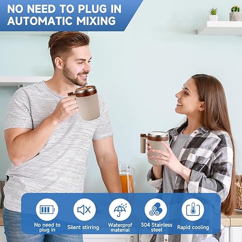 Vista 28 de Taza de café autoagitadora, recargable, magnética, de acero inoxidable, impermeable, mezcladora automática para leche y cacao en oficina, cocina