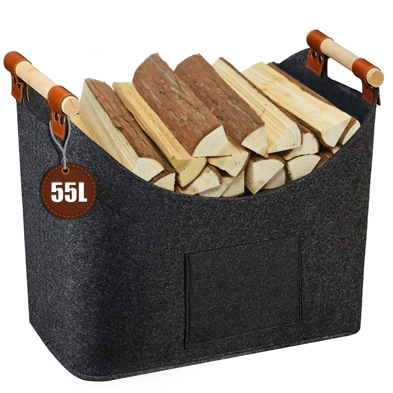 Support Porte-Bûches TJ.MOREE En Toile - Sac De Rangement Pour Cheminée Intérieur/Extérieur Olive