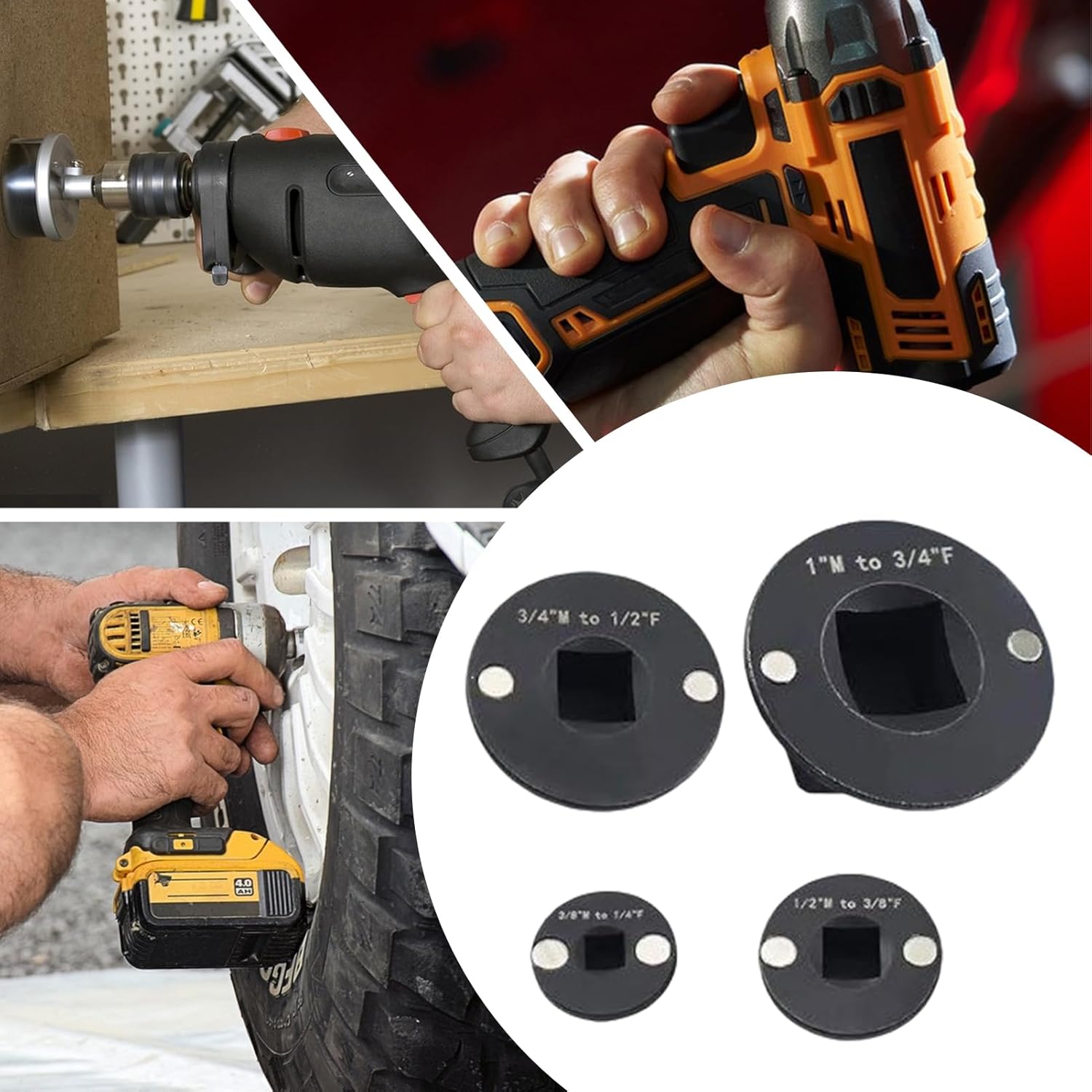 ロープロファイル ソケット アダプター - アダプター セット | 4ピース ドライブ アクセサリー エクステンション ラチェット